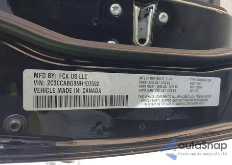 2022 Chrysler 300 S from USA, damaged, VIN 2C3CCABG9NH107592